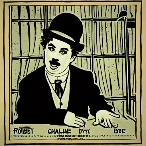 Image similar to “ charlie chaplin in the style of robert crumb”