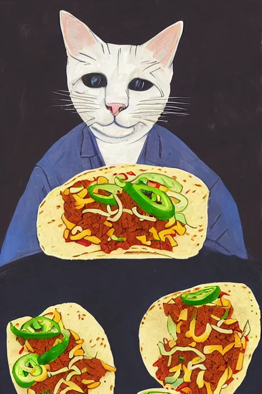 Prompt: cat making tacos, art made by coendu