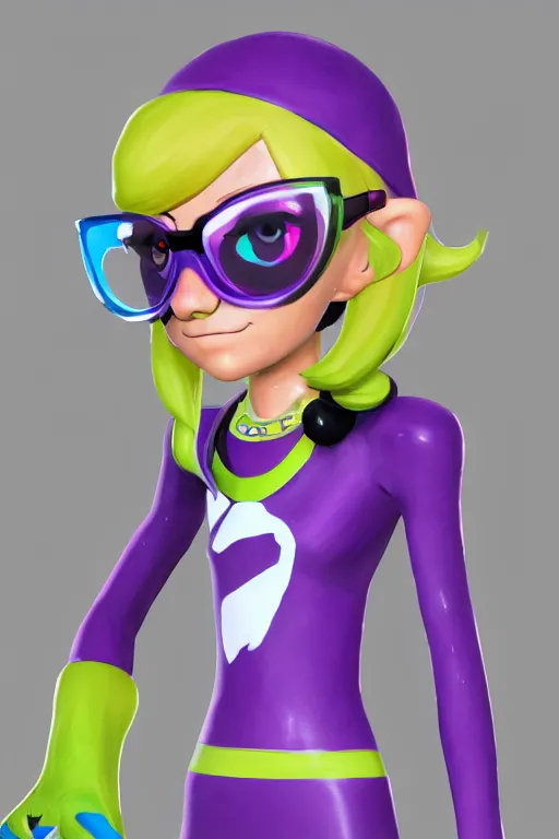 Image similar to a portrait of an inkling from splatoon, concept art, trending on artstation 3 d.