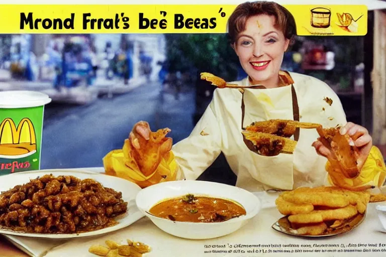 Image similar to mcdonald's fried bees with dry leaf stew, in 1 9 9 5, y 2 k cybercore, advertisement photo