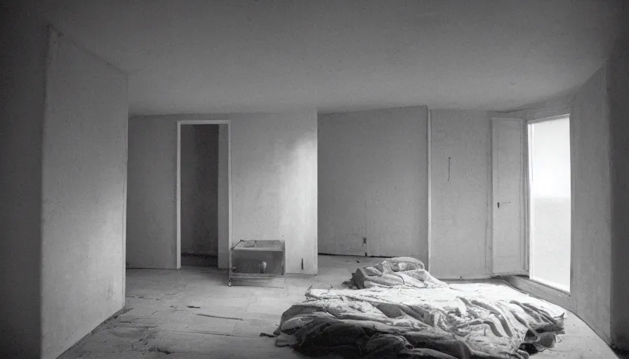 Prompt: interior of a bedroom in 1 9 9 9 stretching into the horizon, depth, liminal space, atmospheric, the backrooms, scp