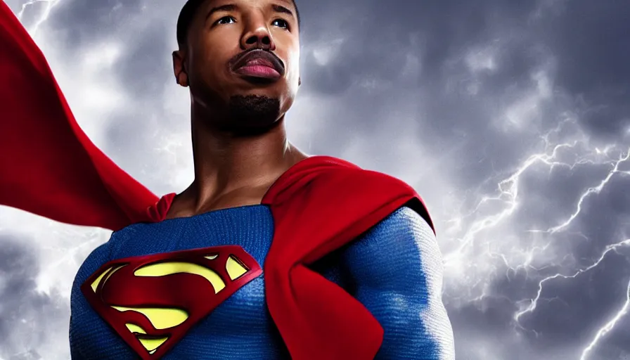 Prompt: Michael B. Jordan is Superman, hyperdetailed, artstation, cgsociety, 8k