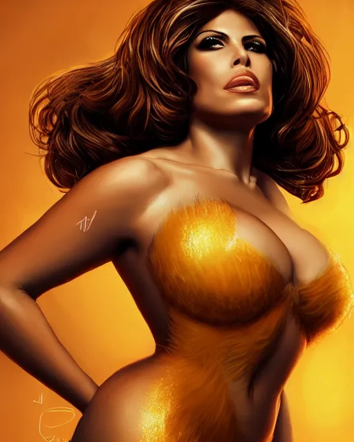 Prompt: eva mendez as honey, made of honey, wearing honey, award winning creature portrait photography, extremely detailed, artstation, 8 k, sensual lighting, incredible art, wlop, artgerm, backlit, rim lighting