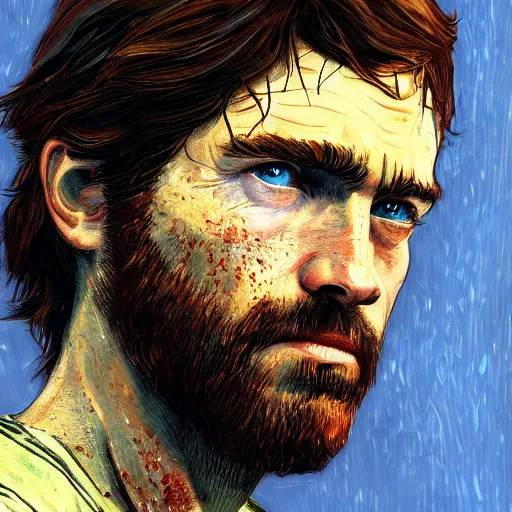 Image similar to Joel Miller (from The Last of Us) in the style of Vincent Van Gogh, masterpiece digital painting, 4k wallpaper, intricate detail, beautiful, gorgeous, stunning, artstation