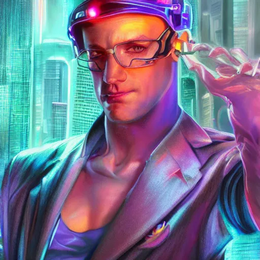 Image similar to cyberpunk, Dream Neon Suit, detailed, centered, digital painting, artstation, concept art, donato giancola, Joseph Christian Leyendecker, WLOP, Boris Vallejo, Breathtaking, 8k resolution, extremely detailed, beautiful, establishing shot, artistic, hyperrealistic, beautiful face, octane render, cinematic lighting, dramatic lighting, masterpiece