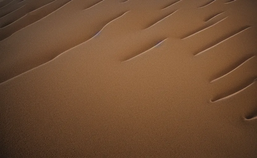 Image similar to top view of sand texture dune, natural light, cinematic lighting, 8 k