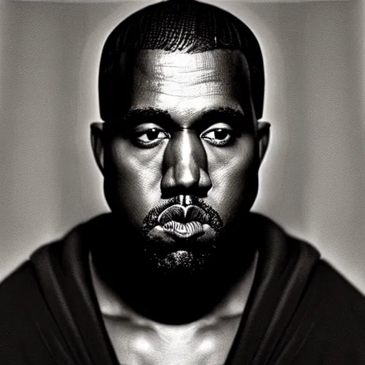 Prompt: a ( ( ( ( ( ( ( ( ( chiaroscuro lighting portrait ) ) ) ) ) ) ) ) ) ) of kanye west ( ( ( ( ( ( ( ( ( dressed as rick owens ) ) ) ) ) ) ) ) ), black background, portrait by julia margaret cameron, shallow depth of field, 8 0 mm, f 1. 8