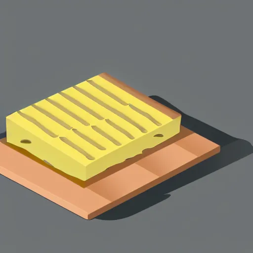 Prompt: isometric stacked layers of swiss cheese