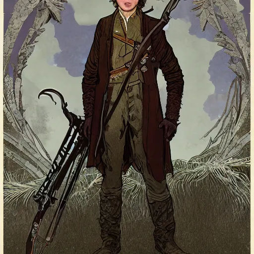 Image similar to an ultra detailed vector image of michael cera dressed as the hunter from bloodborne, concept art by alphonse mucha and greg rutkowski, cosmic horror, god rays