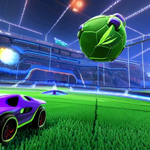 Image similar to cannabis leaf plays rocket league, highly detailed, 8 k