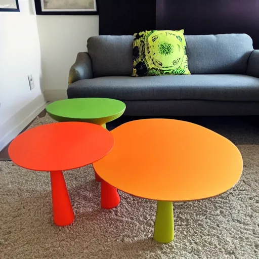 Image similar to i had become a slave to the ikea nesting instinct. if i saw something like the clever njurunda coffee tables in the shape of a lime green yin and an orange yang i had to have it.