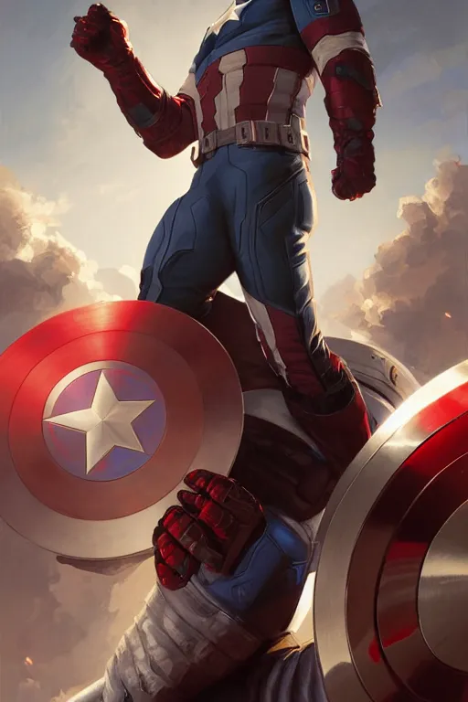 Image similar to elon musk as captain america, portrait, highly detailed, digital painting, artstation, concept art, smooth, sharp focus, illustration, cinematic lighting, art by artgerm and greg rutkowski and alphonse mucha