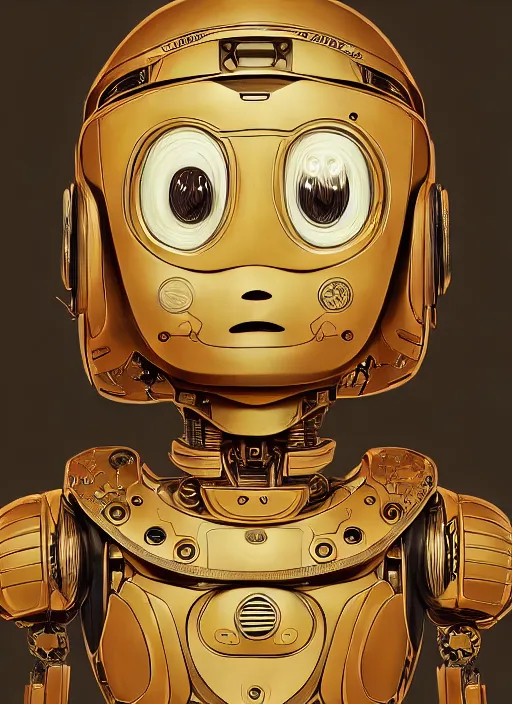 Image similar to highly detailed picture of little robot, manga, perfectly face, highly detailed, masterpiece, artstation, golden ratio, soft light, perfect intricate highly detailed, detailed, painting by akira, masashi kishimoto,, digital lines, 8 k