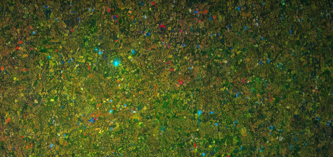 Image similar to nasa photo of the amazon forest made of plastic bags of different colors, in a real space photography, super detailed image, trending on artstation, moody, cinematic, 8 k, volumetric lighting