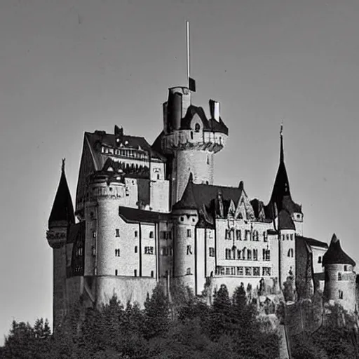 Prompt: a castle designed by adolf hitler