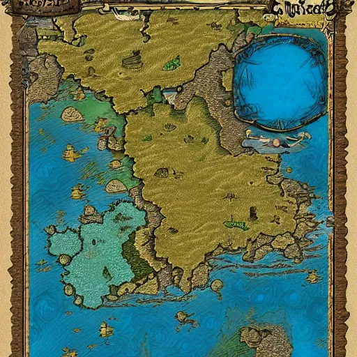 Prompt: fantasy cartographer map