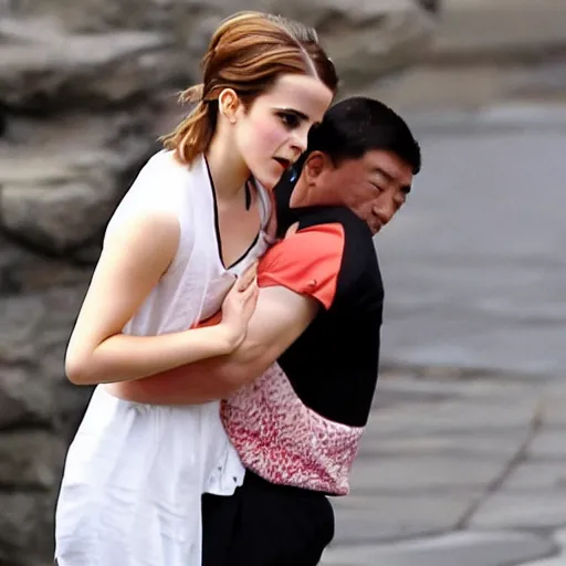 Image similar to emma watson putting xi jinping in a sleeper hold