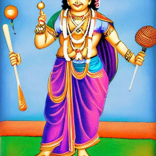 Image similar to hindu god lord krishna playing baseball