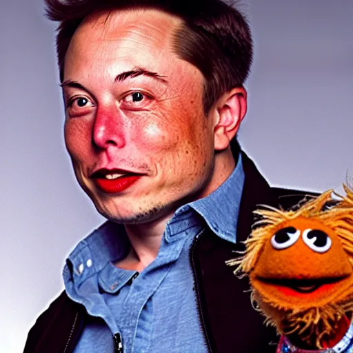 Image similar to elon musk as a muppet on the muppet show 1 9 9 0