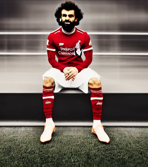 Prompt: A beautiful photo of Mo Salah the king sitting on his throne, award winning photography, sigma 85mm Lens F/1.4, perfect faces, cinematic shot, photorealistic, 8k