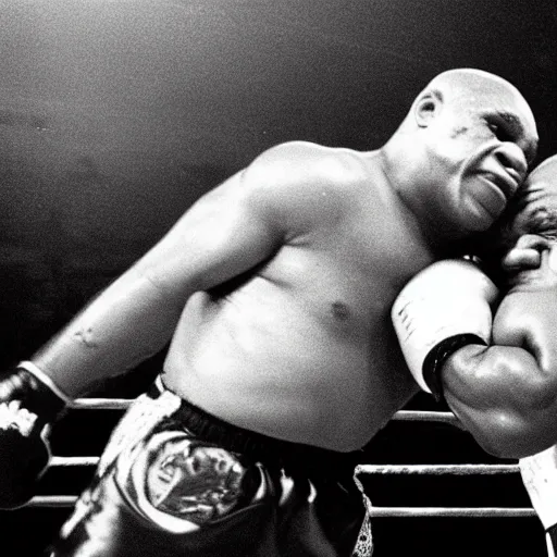 Image similar to danny devito fighting mike tyson in a boxing ring in the 1 9 8 0 s