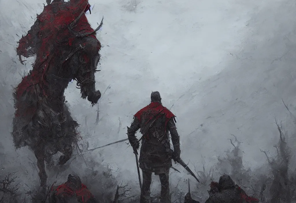 Image similar to stannis baratheon, artstation, jakub rozalski, high detail, dramatic lighting