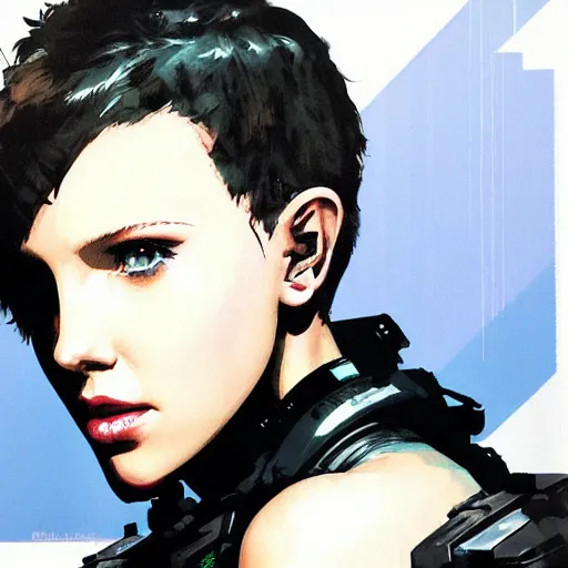 Image similar to Portrait of cyborg Millie Bobby Brown by Yoji Shinkawa