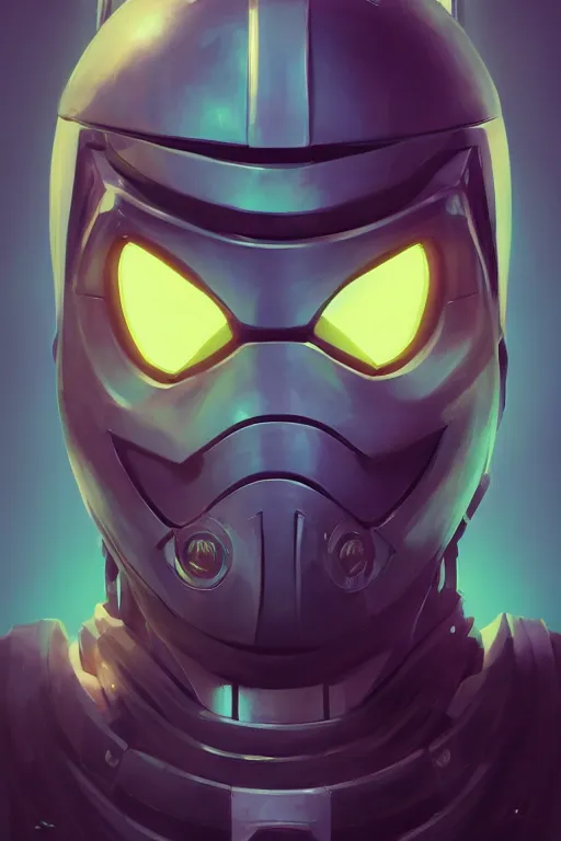 Image similar to epic mask helmet robot ninja portrait stylized as fornite style game design fanart by concept artist gervasio canda, behance hd by jesper ejsing, by rhads, makoto shinkai and lois van baarle, ilya kuvshinov, rossdraws global illumination radiating a glowing aura global illumination ray tracing hdr render in unreal engine 5