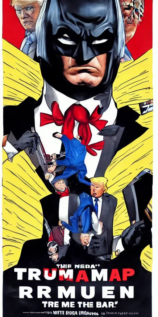 Image similar to donald trump as batman movie poster