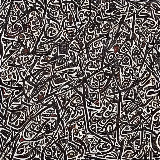 Prompt: abstract arabic patterns as pollock painting style