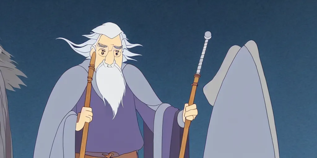 Image similar to a wholesome animation key shot of a gandalf the grey studio ghibli pixar and disney animation sharp render