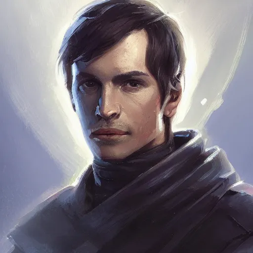 Image similar to portrait of a man by greg rutkowski, jedi knight anakin fel, short black hair, star wars expanded universe, he is about 3 0 years old, wearing the tactical gear of the galactic alliance, highly detailed portrait, digital painting, artstation, concept art, smooth, sharp foccus ilustration, artstation hq