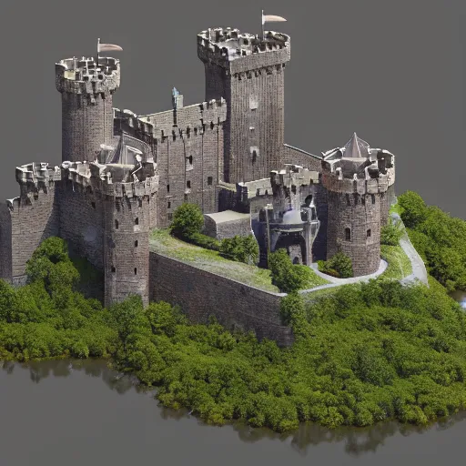 Prompt: isometric hyper real rendering of a sprawling castle, octane, c 4 d, cinematic