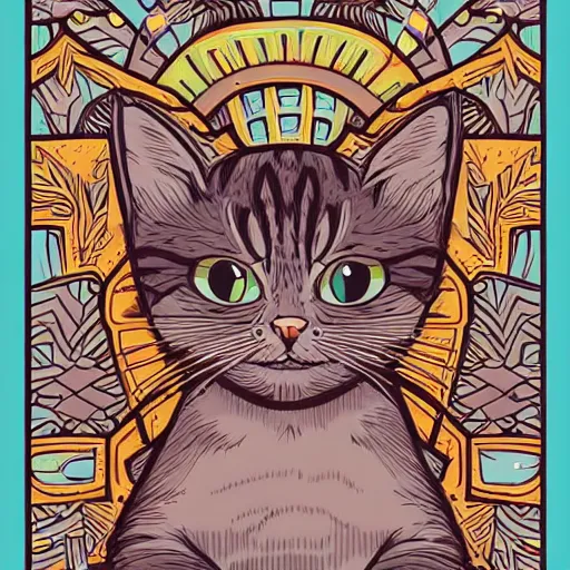 Image similar to A cute illustration of a cat by Dan Mumford