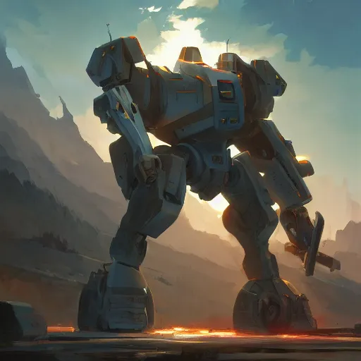 Image similar to hero world mechwarrior, behance hd by jesper ejsing, by rhads, makoto shinkai and lois van baarle, ilya kuvshinov, rossdraws global illumination