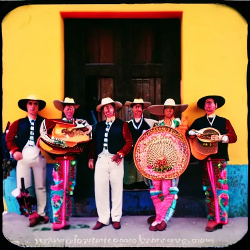 Image similar to photo, portrait, mariachi band, tlaquepaque, kodak ektachrome,