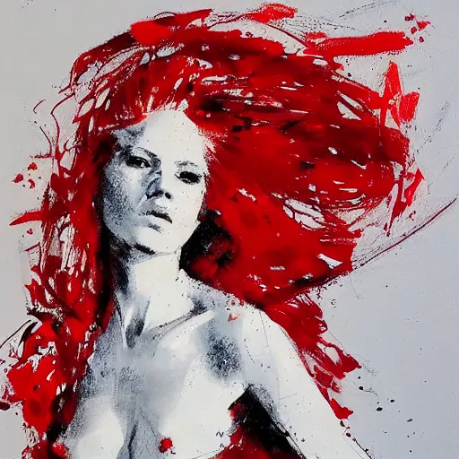 Image similar to A gorgeous red haired vixen at the club, realistic, sharp focus, 8k high definition, insanely detailed, intricate, elegant, art by Guy Denning