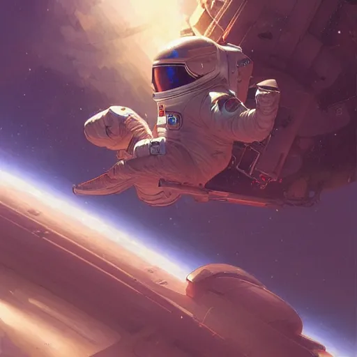 Prompt: Astronaut riding a spaceship, highly detailed, digital painting, artstation, concept art, smooth, sharp focus, illustration, art by artgerm and greg rutkowski and alphonse mucha