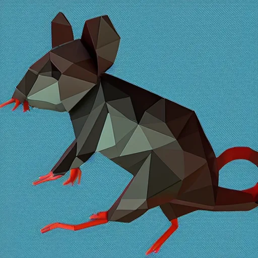 Image similar to low poly diagonally spinning rat