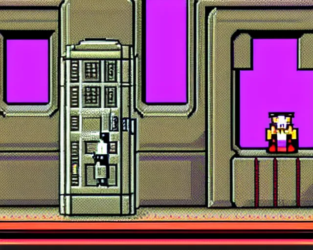 Prompt: screenshot from the snes platformer doctor who by rareware, sidescroller, high quality, nintendo 1 6 - bit video game from 1 9 9 4