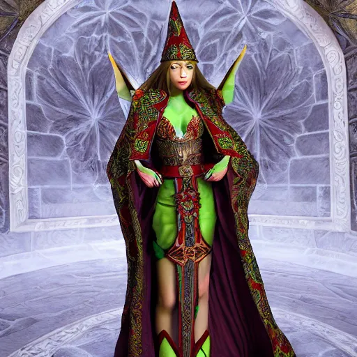 Prompt: beautiful elf with ornate robes, highly detailed, 8k, HDR, smooth, sharp focus, hyper realistic, high resolution