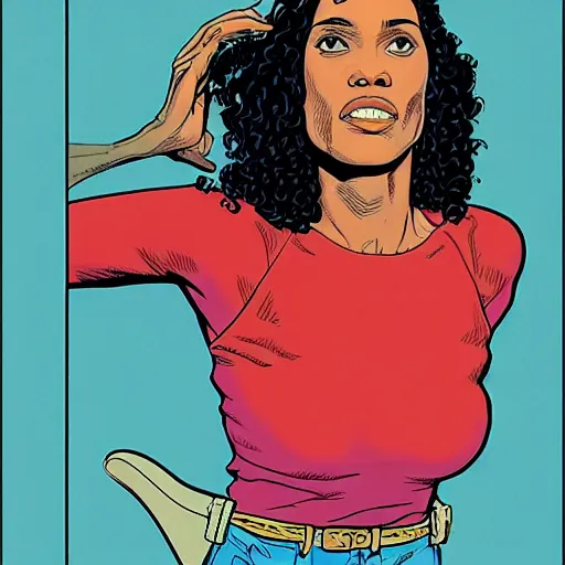 Image similar to rosario dawson retro minimalist portrait by jean giraud, moebius starwatcher comic, 8 k