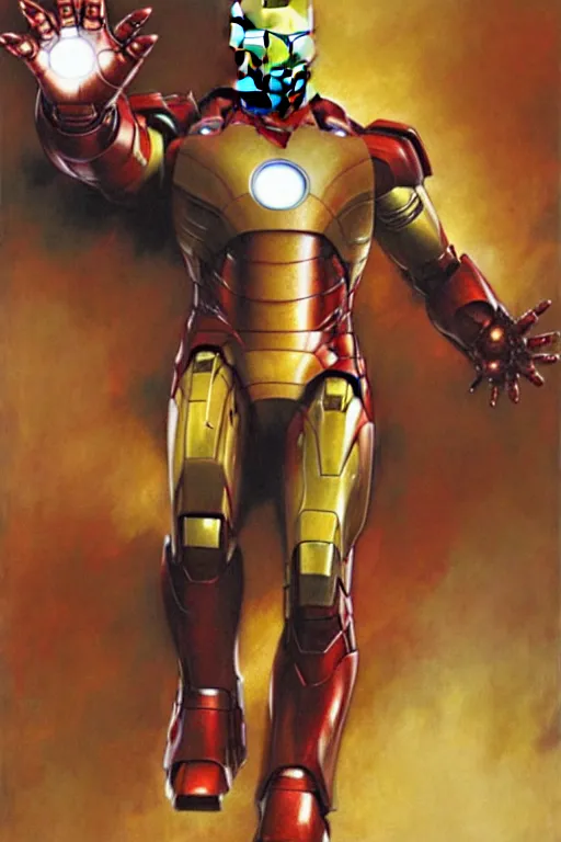 Image similar to iron man, painting by gaston bussiere, craig mullins, j. c. leyendecker, yoji shinkawa