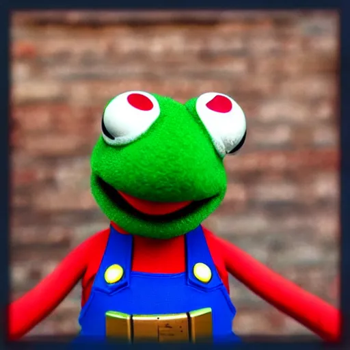 Image similar to A still of Super Mario as a muppet, photo real, photographic, photograph, artstation, trending, featured