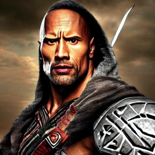 Prompt: dwayne johnson as ezio auditore