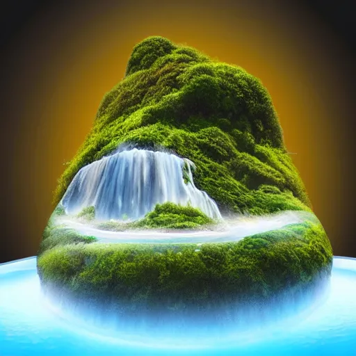 Image similar to “floating island in the space, with a waterfalls, 4k image, award winning”