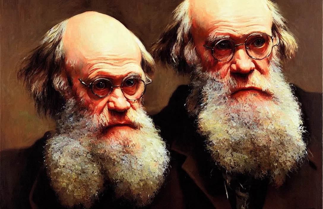 Prompt: portrait of charles darwin!!!!!!!!!!!!!!!!!!!!!!!!!!!, detailed face, detailed painting, epic lighting, by ilya repin, phil hale and kent williams