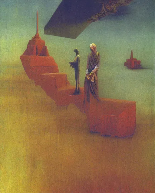 Image similar to critical instability by beksinski, carrington, bosch, dali, barlowe, magritte, pagan multicolors