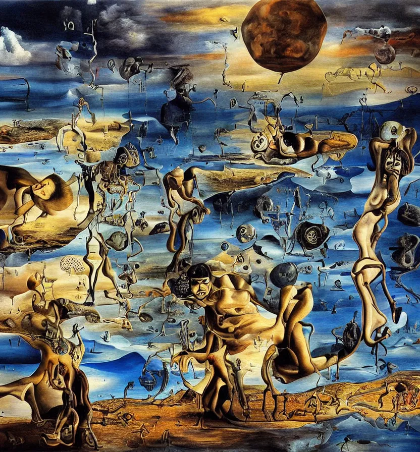 Prompt: the world between death and life, surrealistic extremely detailed painting, by edgar mueller and salvador dali