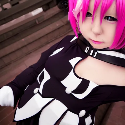 Prompt: photography photo of okegom mogeko cosplay hyperealistic